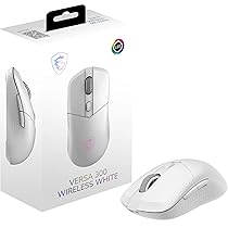 msi VERSA 300 WIRELESS WHITE – Mouse da gioco – Sensore ottico 8000 DPI, polline 1000 Hz, simmetrico, microinterruttori Click Kailh da 30 M+, 6 pulsanti, batteria da 50 ore, latenza 1 ms, RGB, 60 g