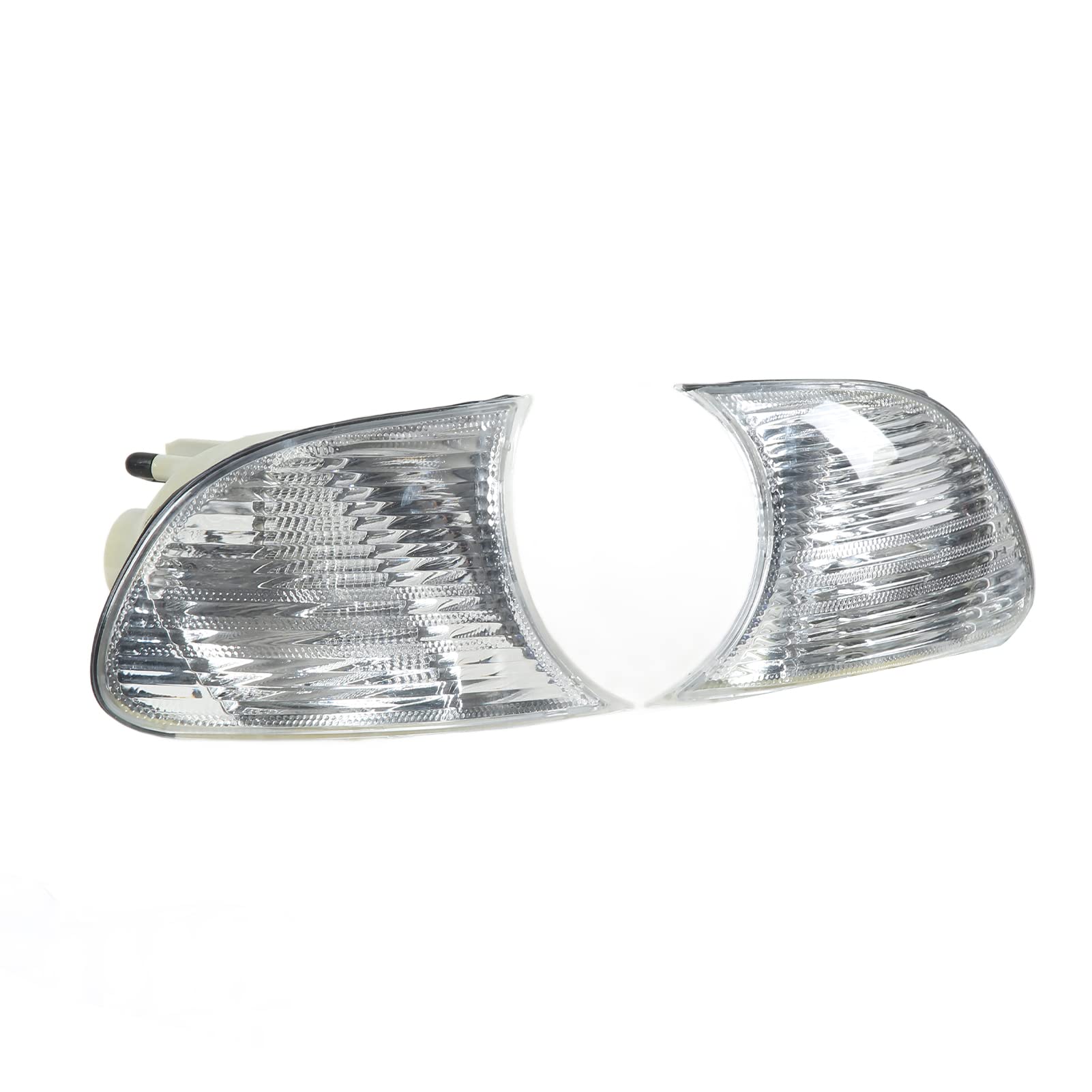 Tbest Clignotants D'angle, Feux D'angle Avant de Voiture Gauche Droite Lentille Transparente Clignotants de Remplacement pour 3 Series E46 Coupé 1998 à 2001(Blanc 63126904307 63126904308)