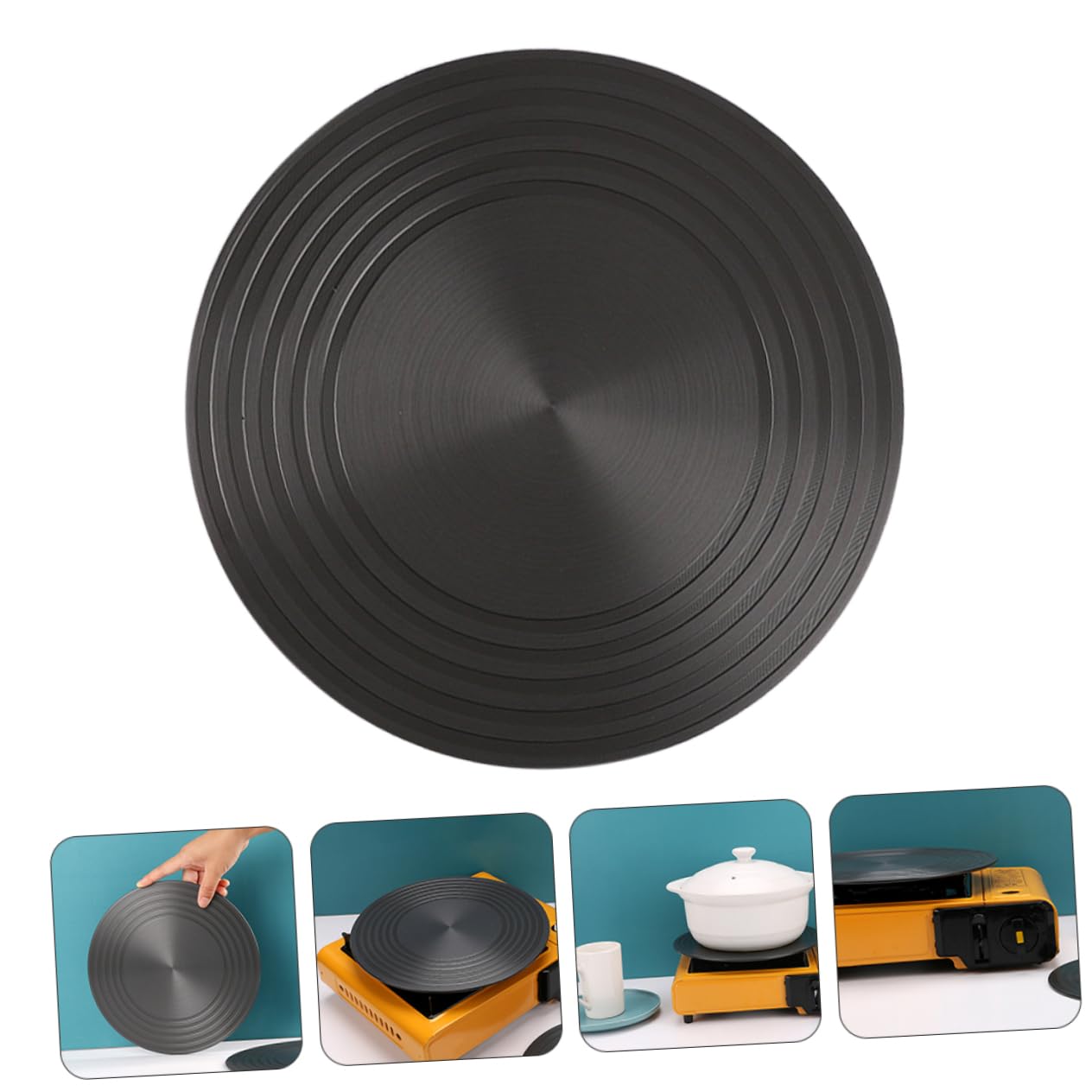 Ipetboom Difusor Negro Redondo para Estufa de Gas de Calor de 28cm Aluminio