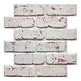 Commomy 10 Pcs 3D Faux Brick Wall Panels -11.8'X11.8' Small Size Thin PVC Brick Peel and Stick Wall Tiles Farmhouse 3D Self-Adhesive Whitewash Brick Tiles for Living Room,Fireplace,Bedroom,Camper