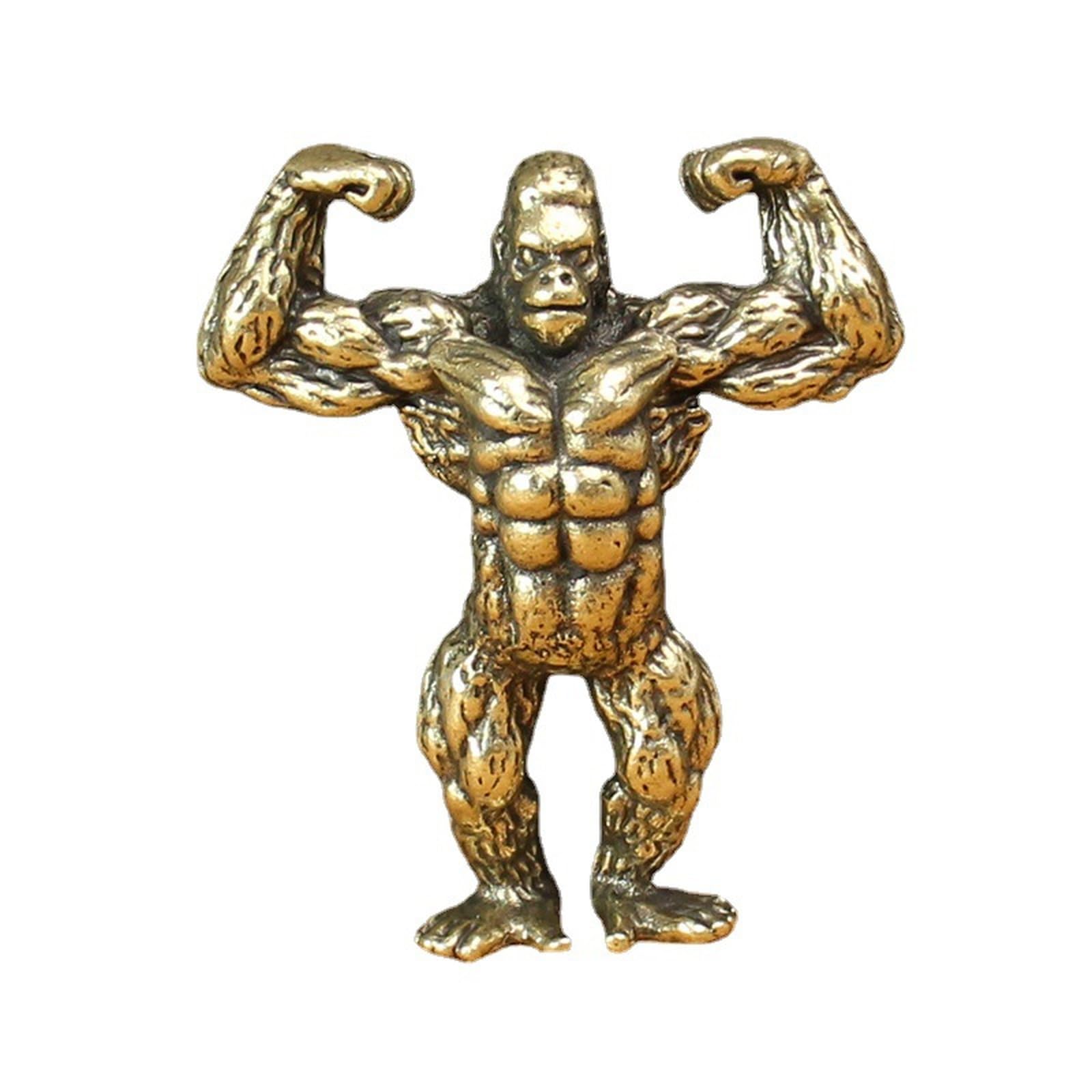 NBKLSWSUI Handmade Brass Gorilla Statue Sculpture For Men's Office Desk&man Cave Vintage Decor Unique Feng Shui