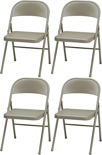 MECO Sudden Comfort - Juego de sillas plegables de acero con marco de acero y respaldo contorneado para eventos en interiores o exteriores, encaje