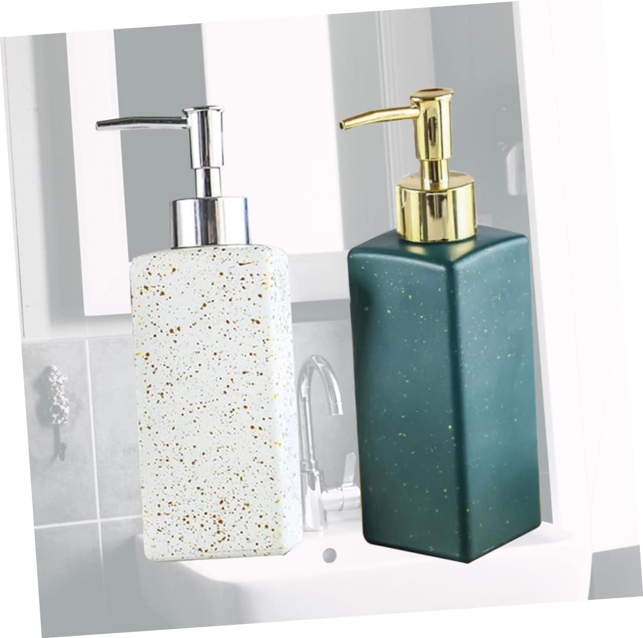 Cabilock 2pcs Hand Pump Bottle Press-Type Dispenser Lotion Shampoo Dispensers Reusable Decorative for Bathroom