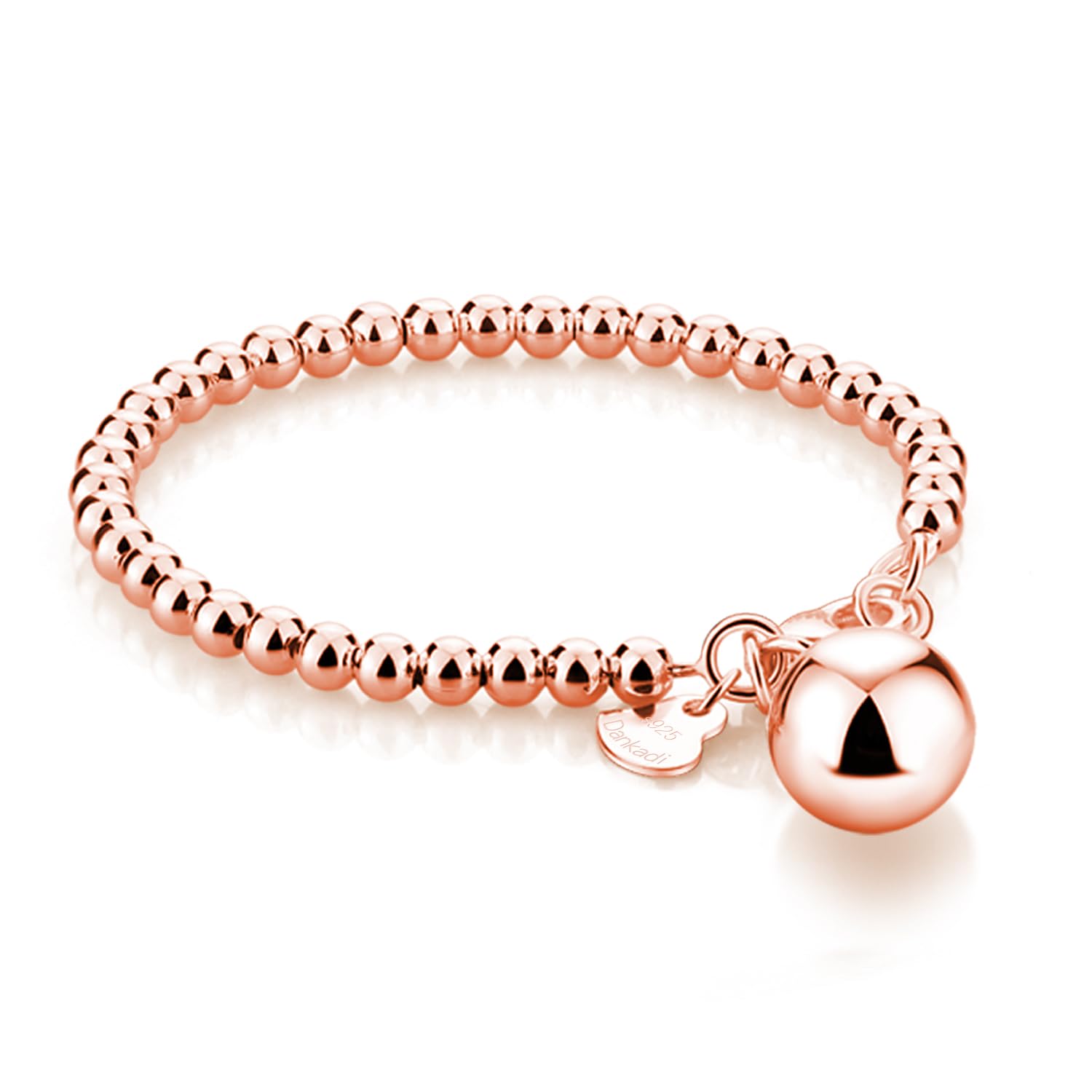 H&amp;Beautimer 925 Sterling Silver 4-10MM Ball Chain Bracelet For Women's - Italian Handmade Bead Chain Bracelet 5''5.7''6.3''6.7''7.5''8''8.3''8.5''9 Inch Rose Gold Party Jewelry