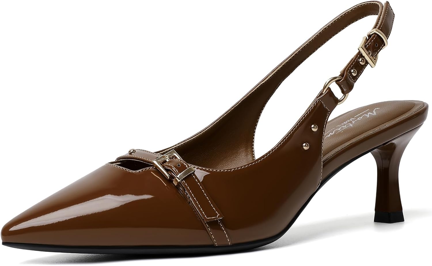Mostrin Slingback Kitten Heels for Women Pointed Closed Toe Heels Low Pumps Shoes for Party Work Office