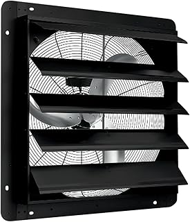 20 Inch Wall Mounted Shutter Exhaust Fan, 3500 CFM, 1500 RPM High Speed Low Noise , Aluminum Automatic Shutter Attic Fan for Attic, Garage, Louvered Vent, Shops, Greenhouse Ventilation and Cooling