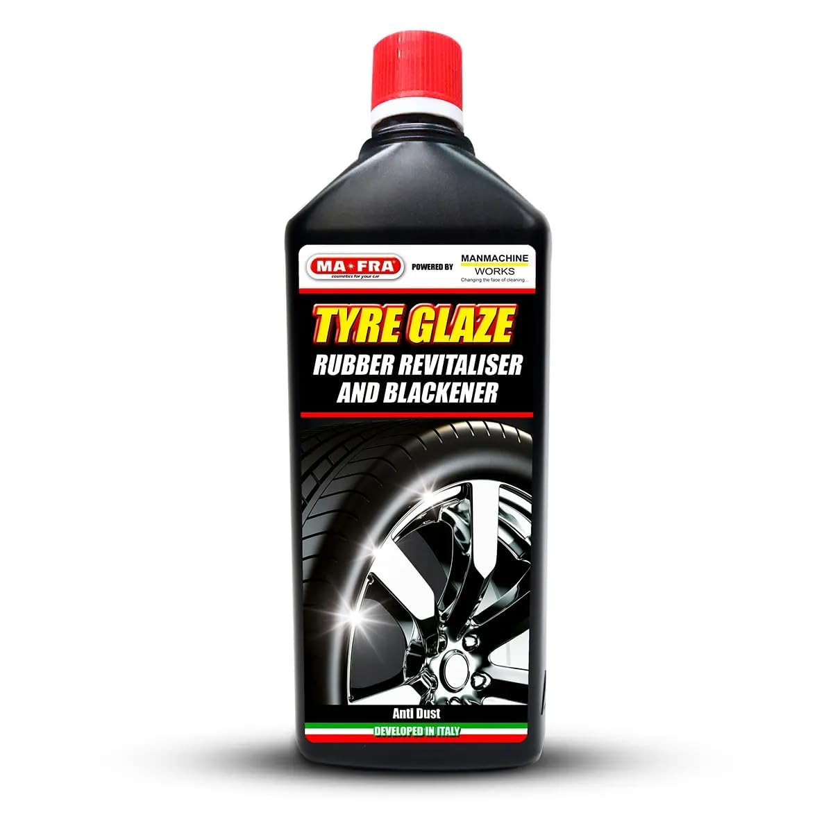 MA*FRA Tyre Glaze Rubber Revitalizer and Super Blackener Dresser, Shiner, Glosser, Non-Greasy, 1:1 Dilution Ratio for Car and Bike (Pack of 1)
