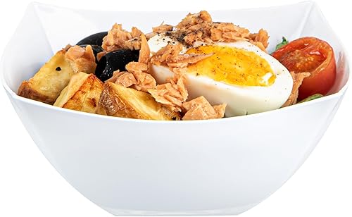 Miniatura 11 de Restaurantware Moderna - Cuencos de plástico de lujo de 8 onzas, 10 cuencos cuadrados desechables para ensalada, duraderos y resistentes, para