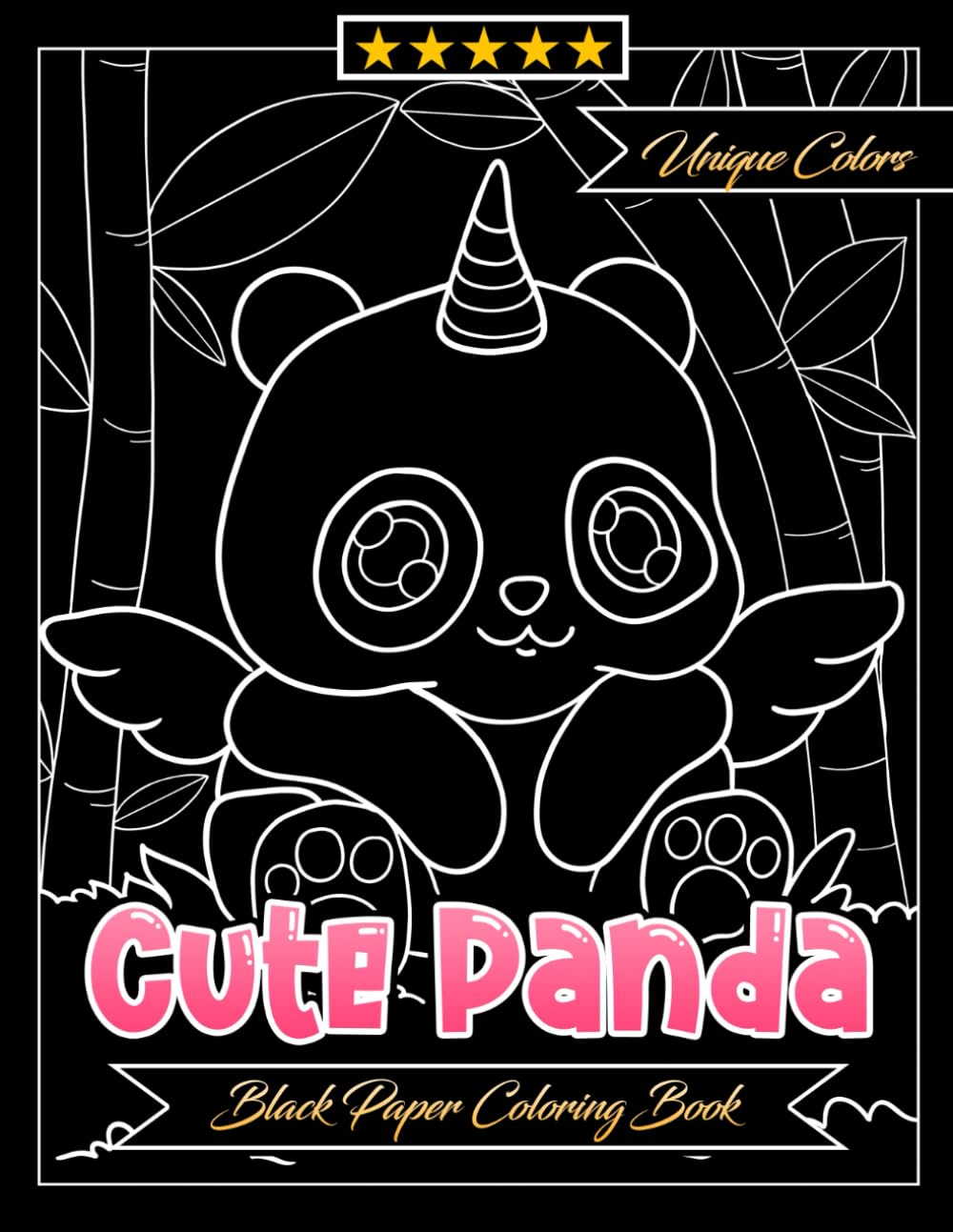 Cute Panda Black Paper Coloring Book Adorable Animals Come to Life in Every Page: 35 Unique Beautiful Designs Perfect Gifts For All Ages