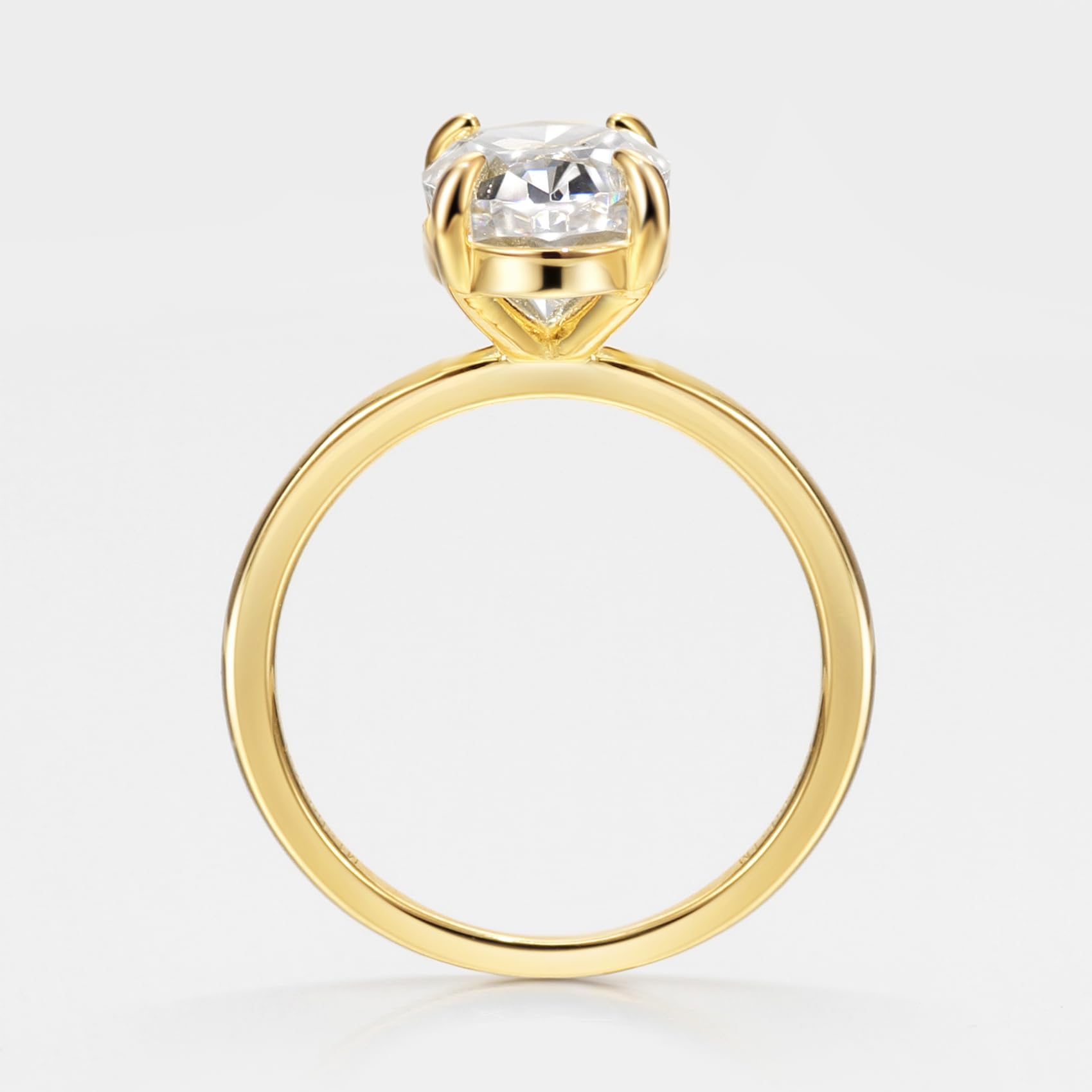 Michooyel Anillos de compromiso chapados en oro de 18 quilates con circonita cúbica de corte ovalado de 4 quilates para mujer, anillo de boda de plata de ley, anillo de promesa