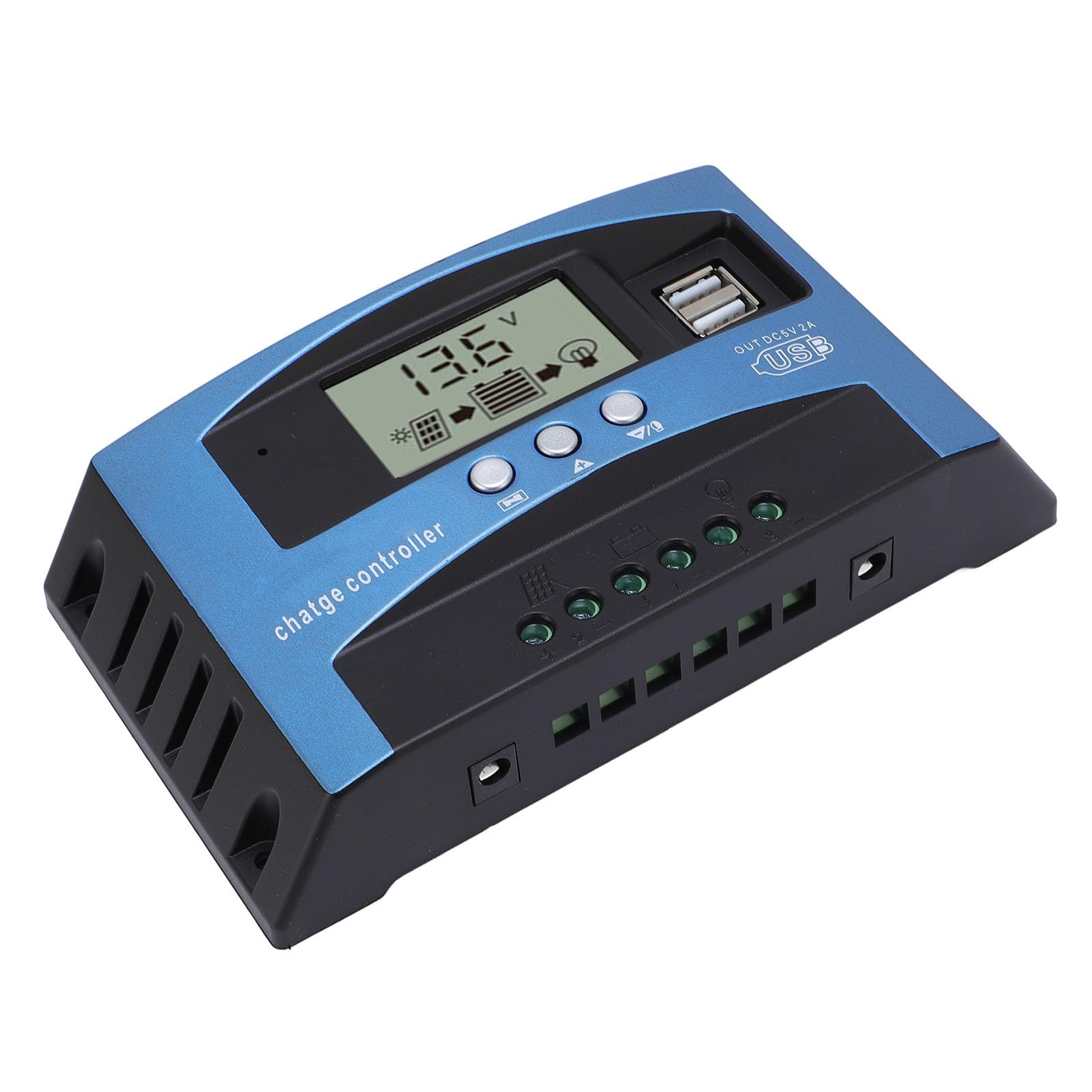 Domary Regolatore di Carica Solare MPPT 12V/24V con Doppia USB (60A)