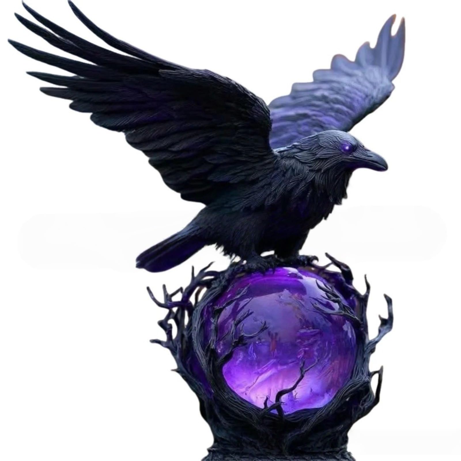 Inpus A Raven's Moonlight Gothic Led Lamp - 3D Raven-Shaped Glowing Ball, Soft Violet Light Sculpture Lantern, Fantasy Spooky Home Decor & Unique Gift For Gothic Collectors, Halloween Enthusiasts (A)