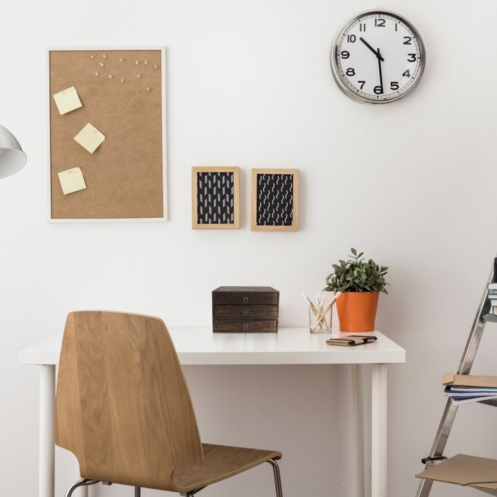 Organizzatore da Scrivania in Legno Massello 3 Livelli, Stile Retrò, Facile da Usare per Organizzare Accessori e Decorare la Casa