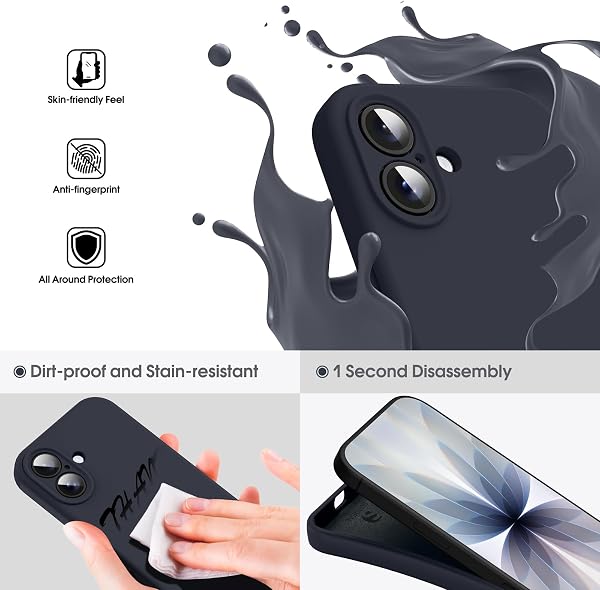 Supdeal Liquid Silicone Case for iPhone 17, [Camera Protection] [Microfiber Cover] [4 Layer Protection] Ultra-Thin Comfortable Grip Case 6.3 Inch, Black - 3