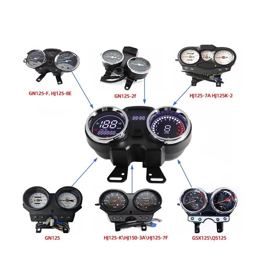 Compteur de Vitesse Digital Moto Tableau Numérique Universel pour Moto, Compteur Kilométrique, Compteur De Vitesse, Tableau De Bord, Compteur Tachymètre avec Engrenage