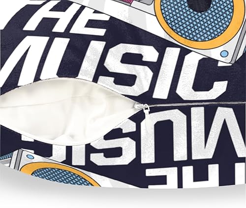 Miniatura 3 de Fundas de almohada con diseño de dibujos animados de música retro de 20 x 20 pulgadas, funda de cojín cuadrada decorativa, suave, acogedora y