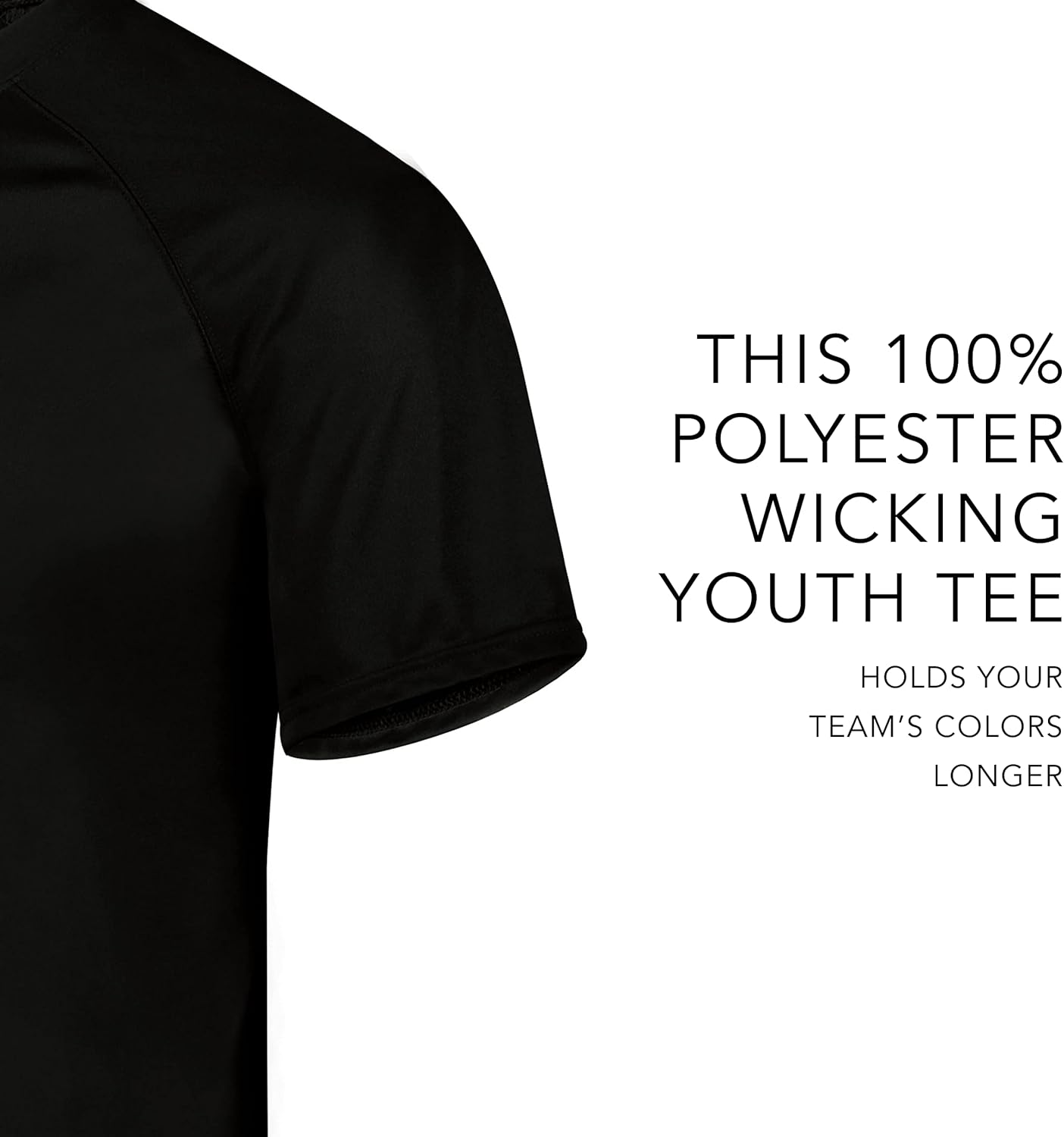 Augusta Sportswear Youth Attain Wicking Two-Button Baseball Jersey Black M - Image 4