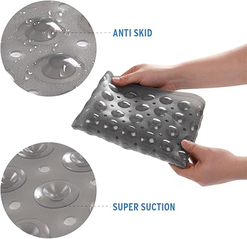Miniatura 9 de AmazerBath Tapete de ducha antideslizante de 21 x 21 pulgadas, tapete de ducha cuadrado con ventosas y agujeros de drenaje, tapete de ducha lavable