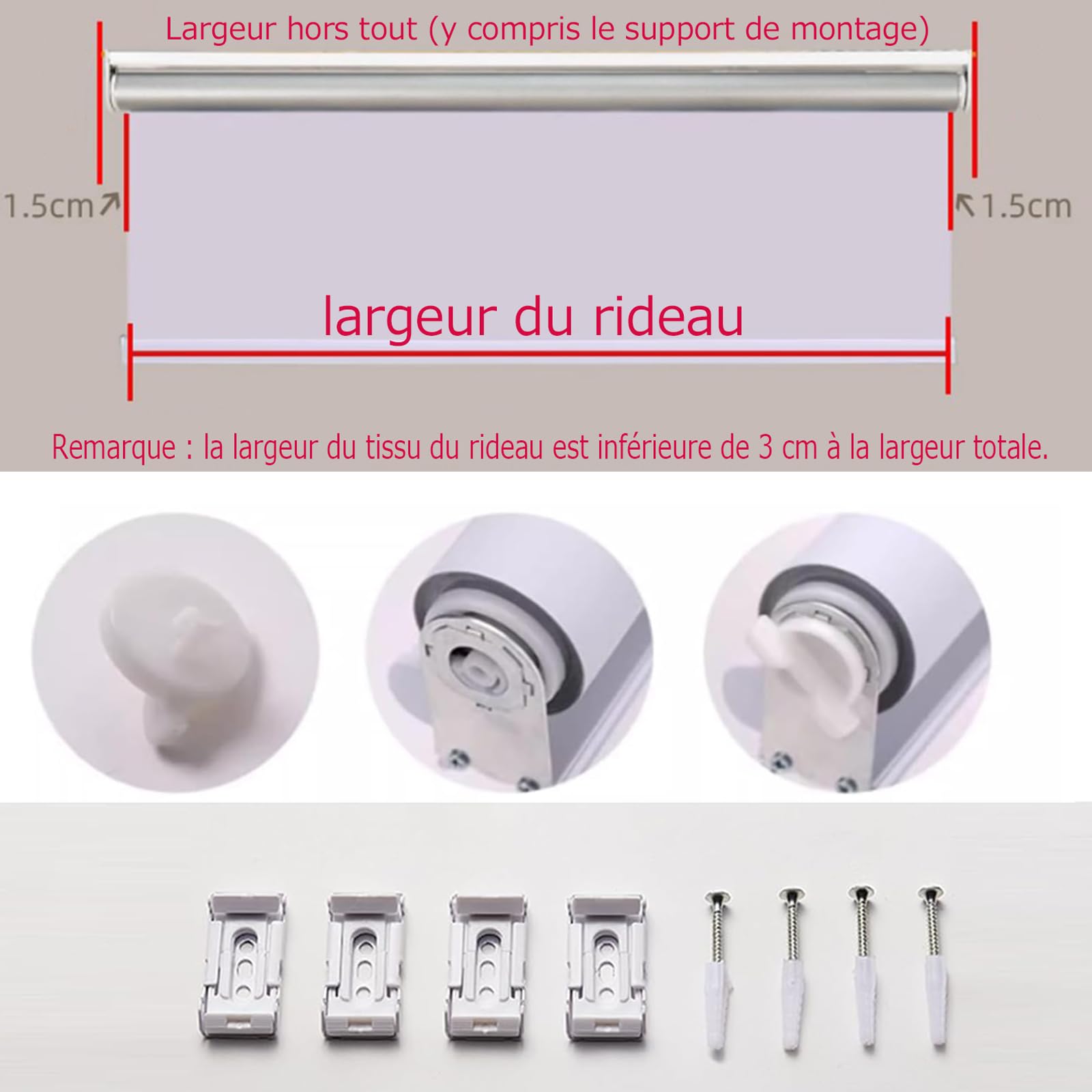 Store enrouleur occultant automatique sans fil (100 cm x 130 cm) pour la maison et le bureau - Store