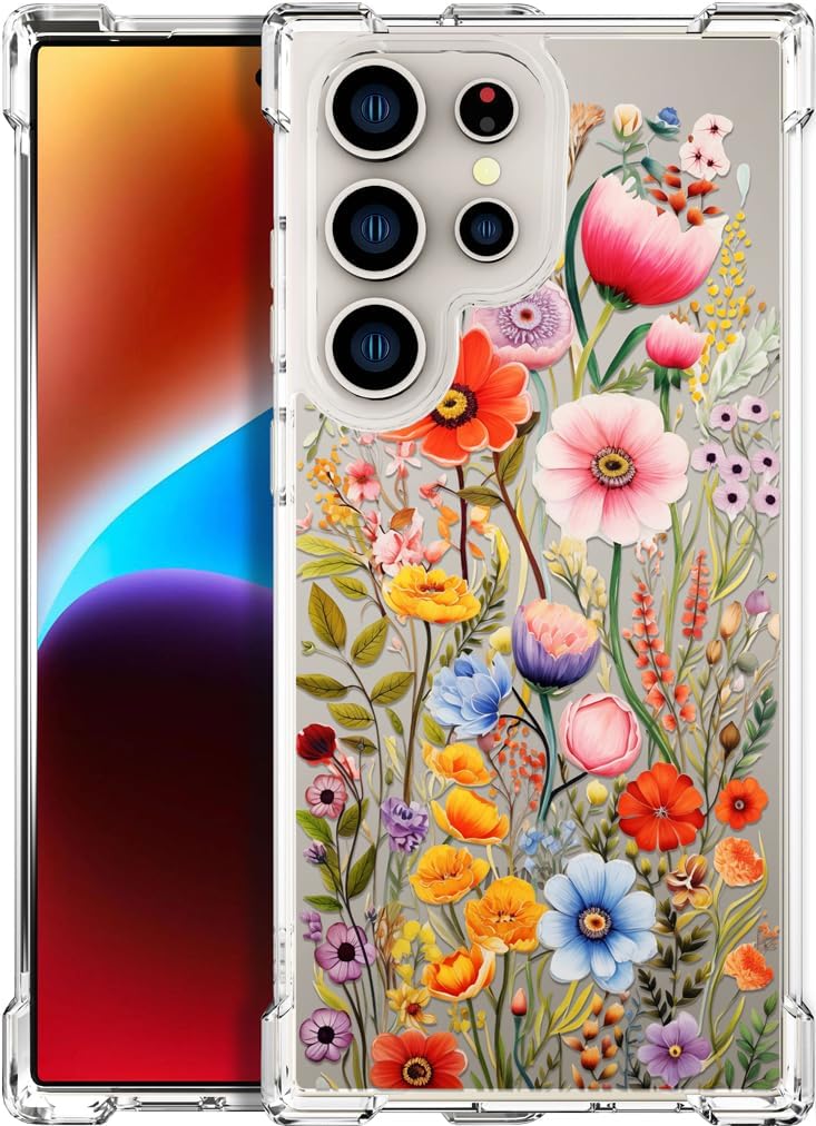 for Samsung Galaxy S25 Ultra Case - Clear Anemone Flower