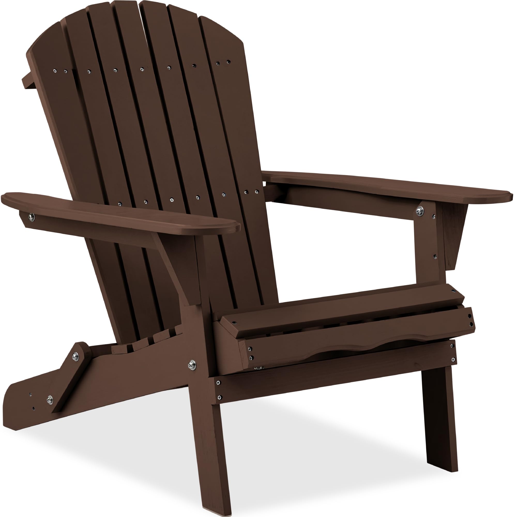 Best Choice Products Folding Adirondack Chair Outdoor Wooden Accent Furniture Fire Pit Lounge Chairs for Yard, Garden, Patio w/ 350lb Weight Capacity - Brown