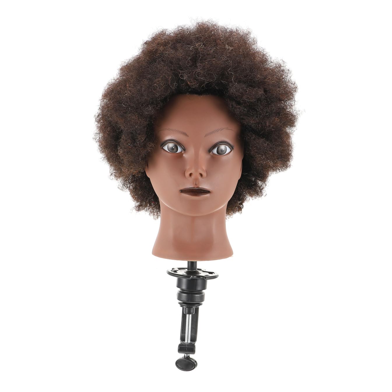 Vaguelly 1Pc Hairdressing Training Mold Mannequin Head for Cosmetology Practice Durable Black African Curly Hair for Styling Braiding and Hairdressing Students