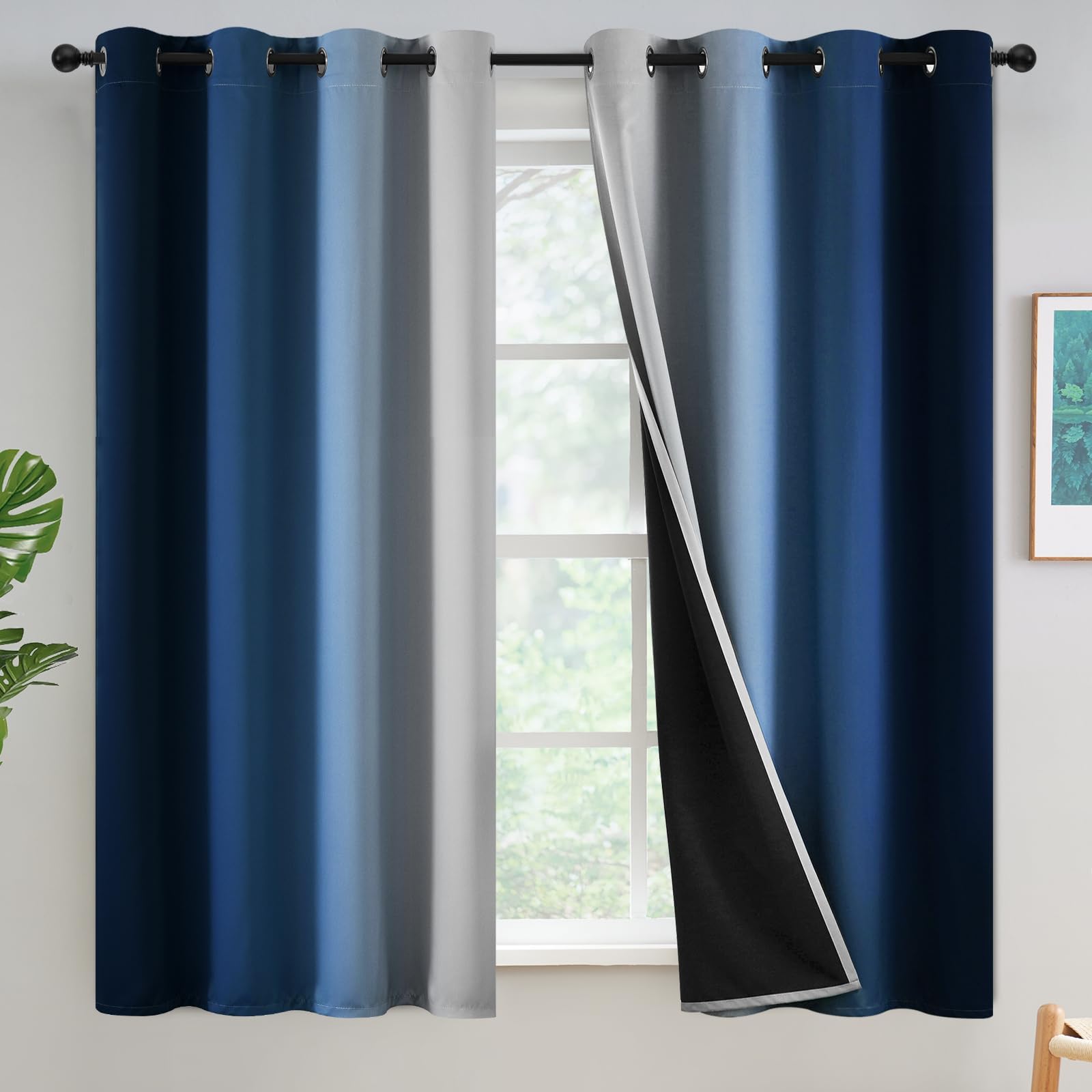 Yakamok Blue Blackout Curtains 54 inches Long for Bedroom โ image 1