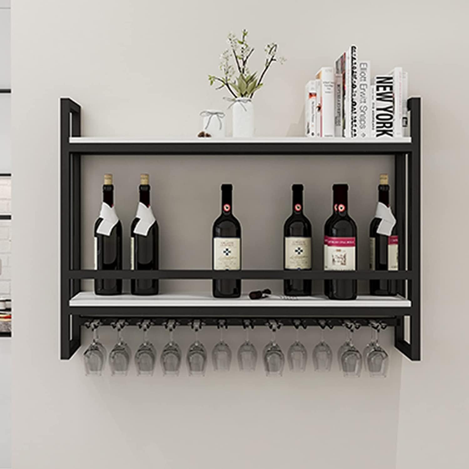 Casiers à vin industriels muraux avec support de verre pour cuisine