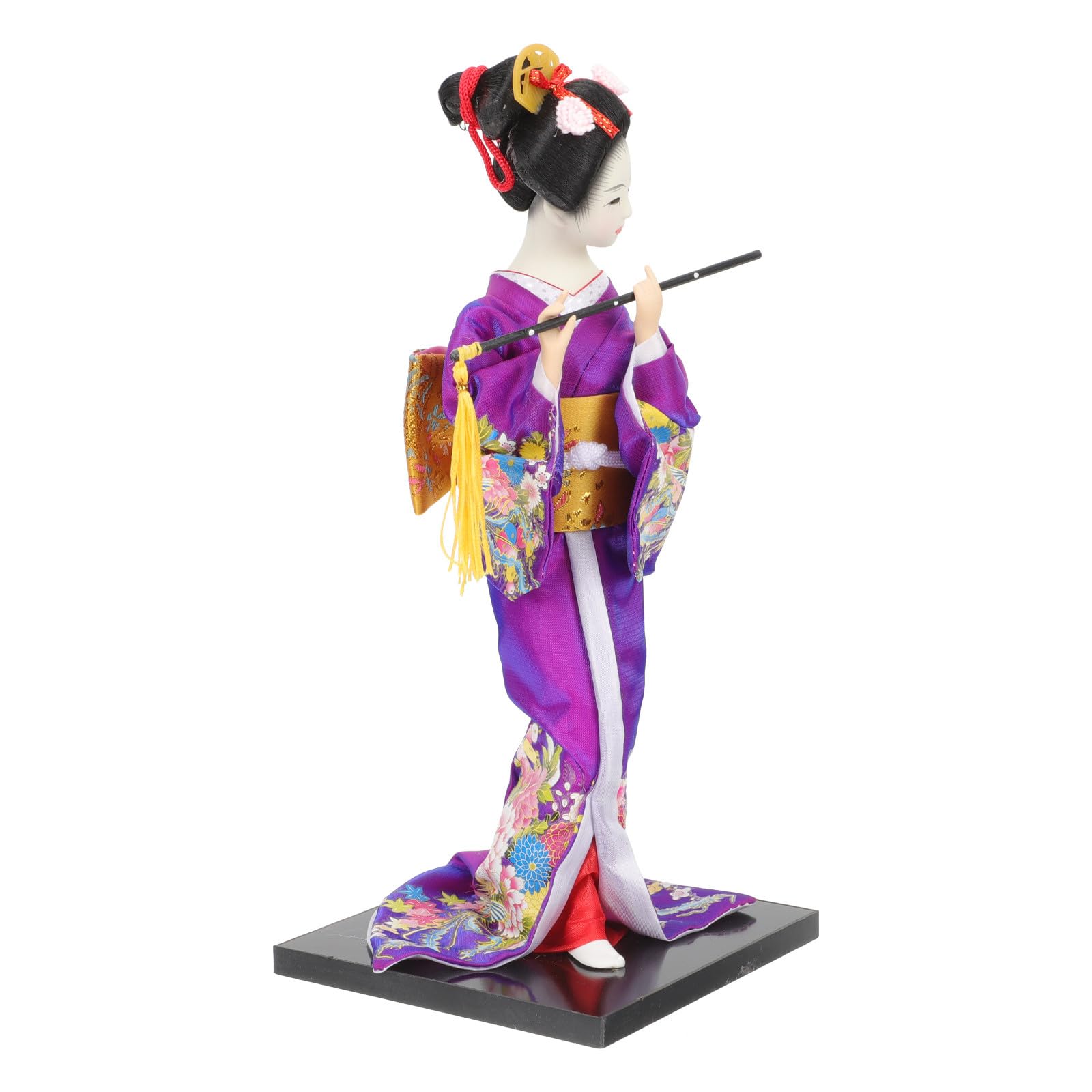 Décoration japonaise geisha : 2 poupées de mariage en kimono violet, cadeau idéal