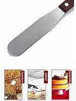 Vista 3 de Paquete de 2 espátulas de acero inoxidable de 6 pulgadas, espátula para decoración de pasteles con mango de madera para untar queso, queso