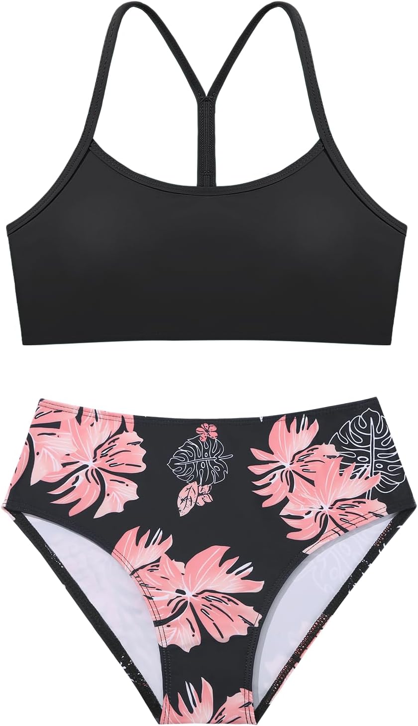 Weixinbuy Girls Swimsuits Bikini Set Kids Bathing Suit Bikini Top Bottom 2Pcs Teen Girls' Swimwear Set