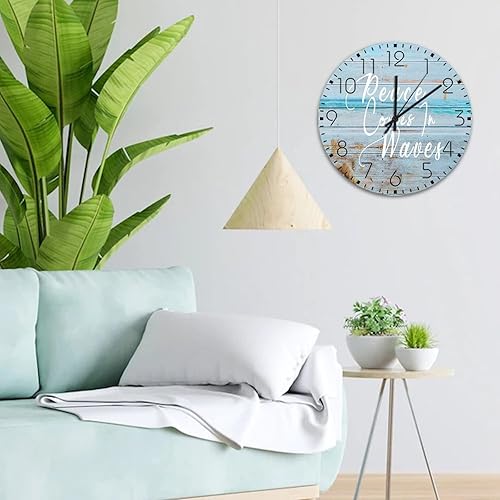 Miniatura 10 de Wood Wall Clocks Silent Non-Ticking Large Numbers Battery Operated Nautical Beach Ocean Theme Underwater Octopus Country Wall Clocks Watercolor