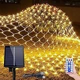 LILIIN 3x2m Solar Lichternetz Außen LED Lichterkette Warmweiß mit Timer 8 Modi Fernbedienung...