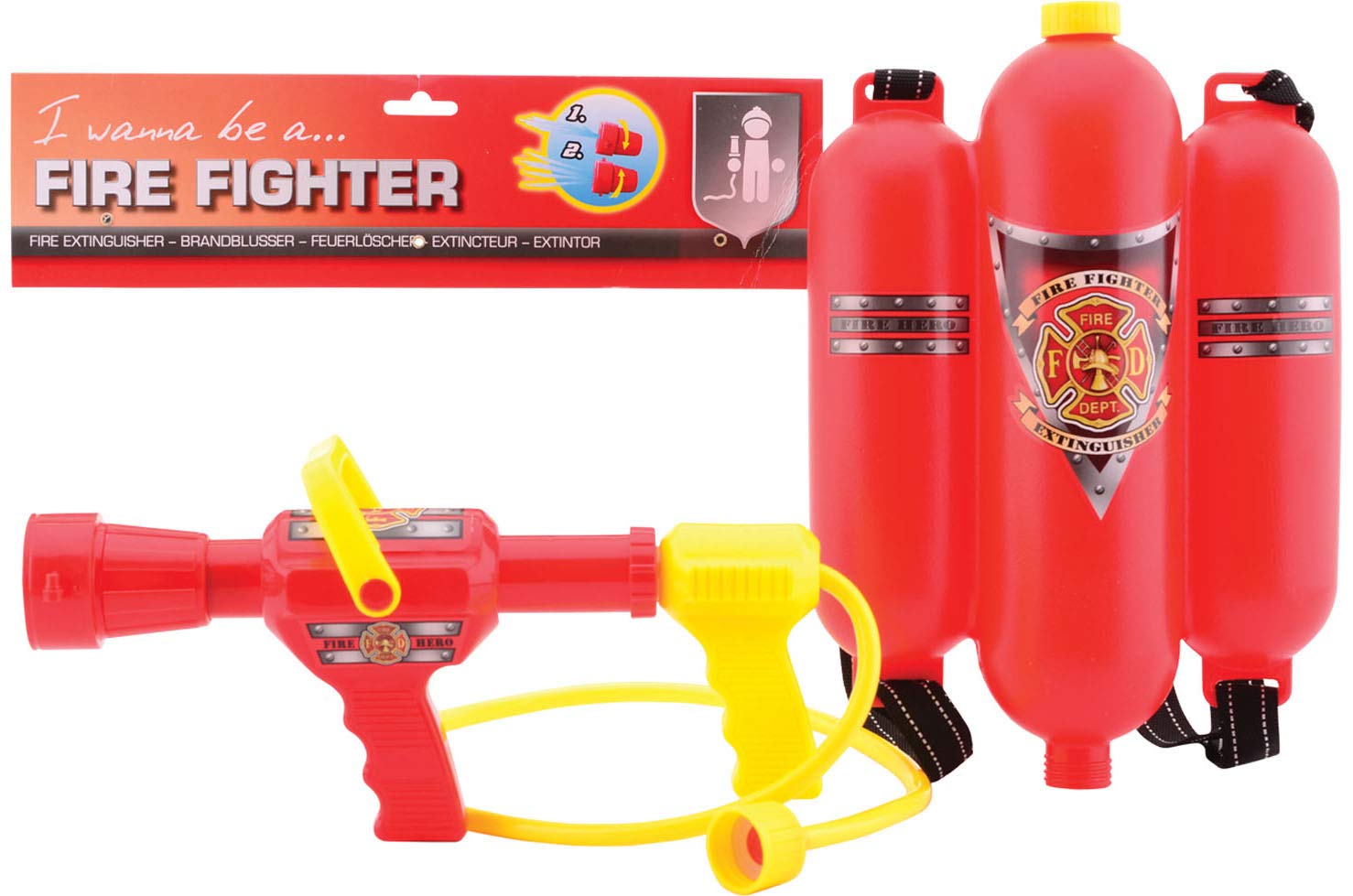 Johntoy 26949 Fire Brigade Fire Extinguisher Backpack, Multi-Colour