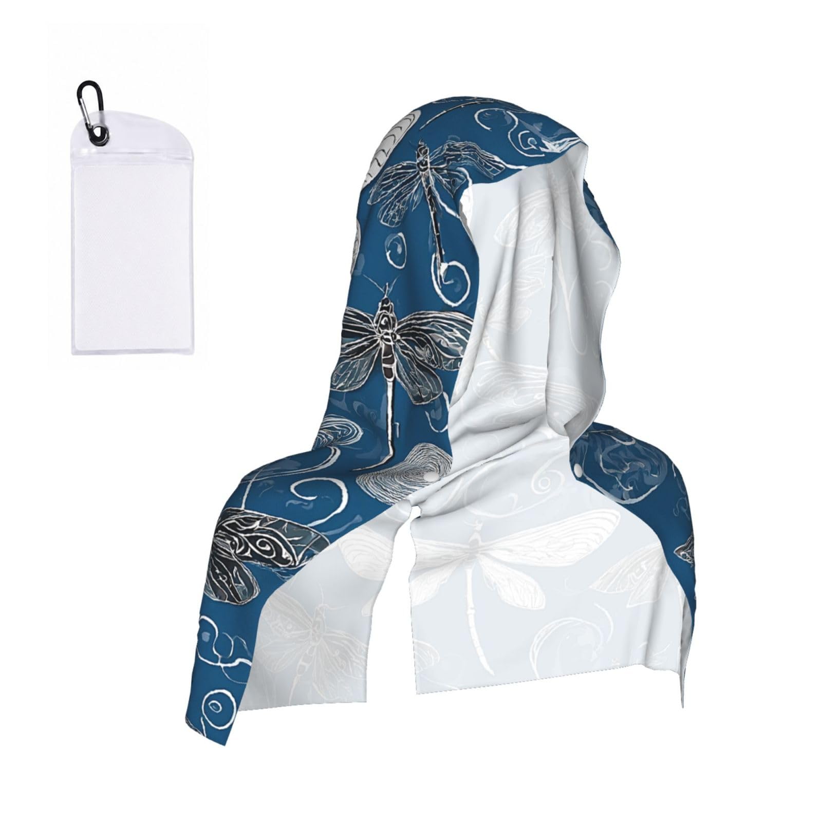 ESNAIUVCD Blue Dragonfly Print Multifunctional Cooling Hoodie Bandana Portable Sweat Absorbing Design For Beach Workouts Exercise Heat Relief Accessories