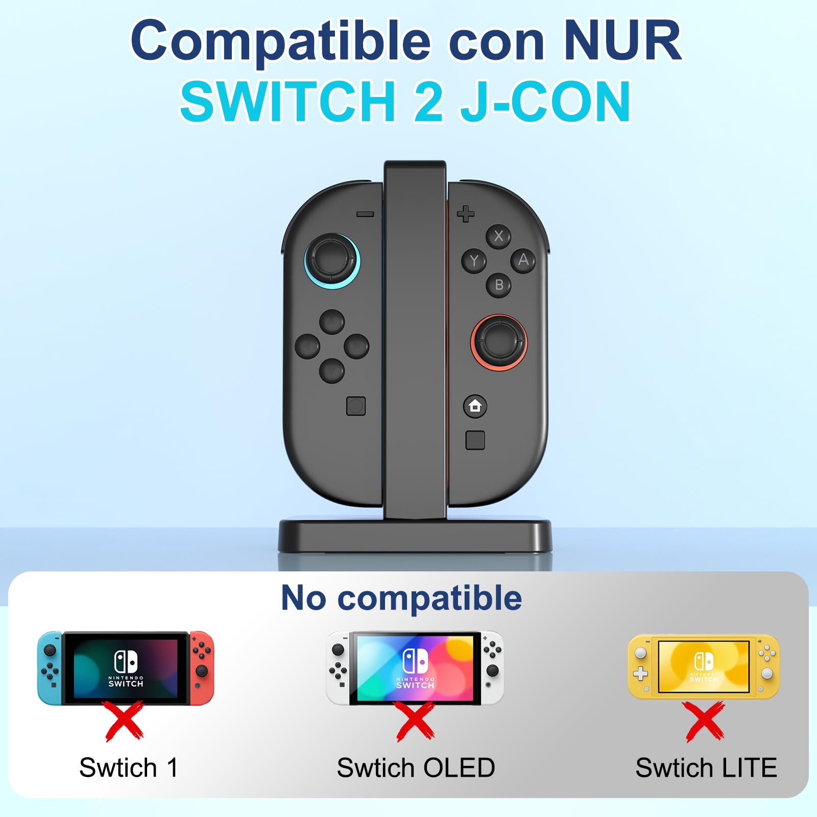 Base de Carga para Switch 2, [Versión 2025] Diyife 4 en 1 Cargador para Nintendo Switch 2, Joy-con Chargers Dock, Cargador del Controlador, Base de Carga para Joycon con Indicador LED y Puerto USB-C