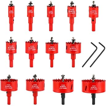 Hole Saw Set - 13-Piece Circular Saw 18 mm - 75 mm Universal Metal Hole Saw Hole Drill Bit with Hex Shank and Drill Bit for Wood PVC Plastic and Steel etc.