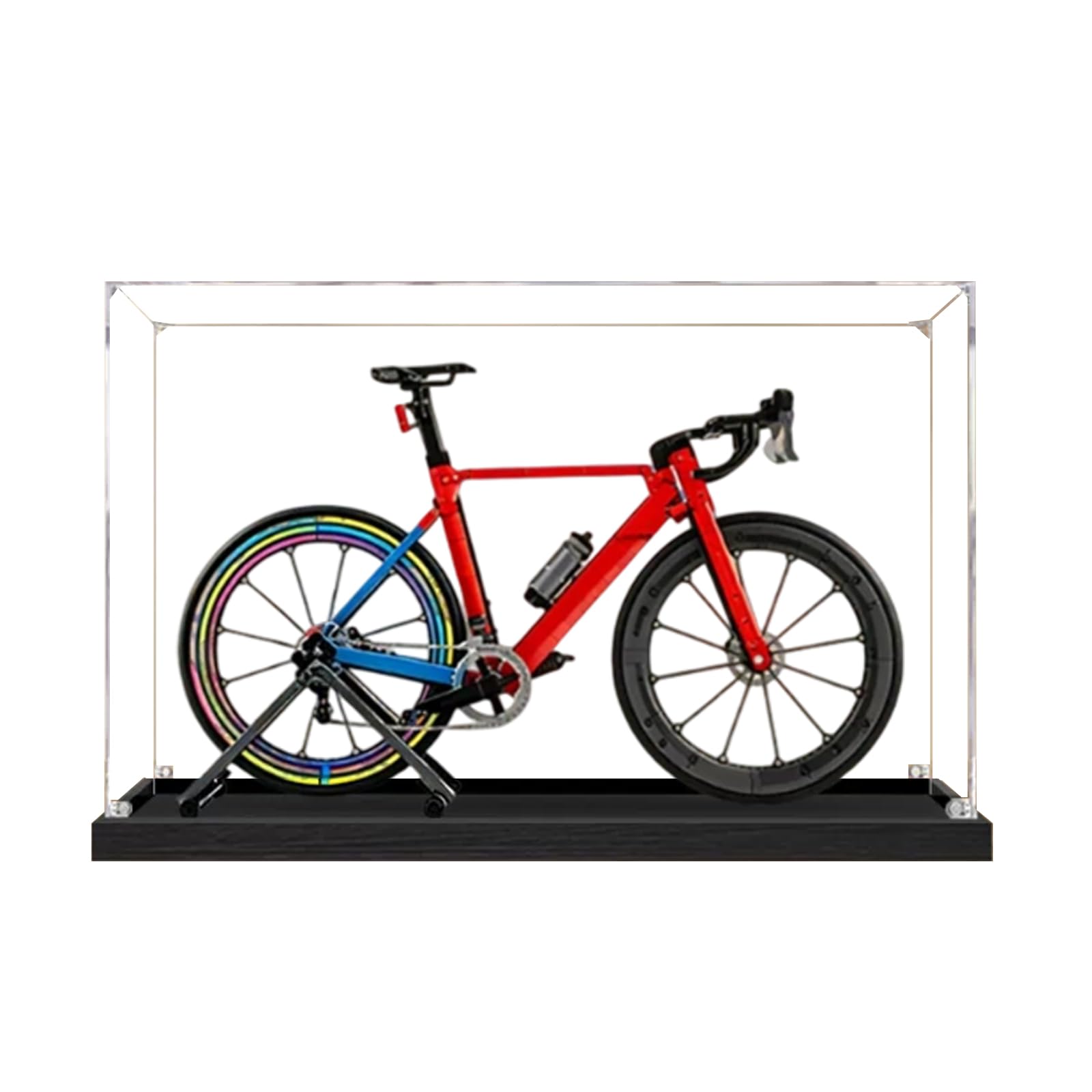 Acrylic Display Case for Lego 11380 Road bike Building Set, Dustproof Transparent Box - Only Display Case, Display Box Compatible with Lego 10380 (Base A (2mm))