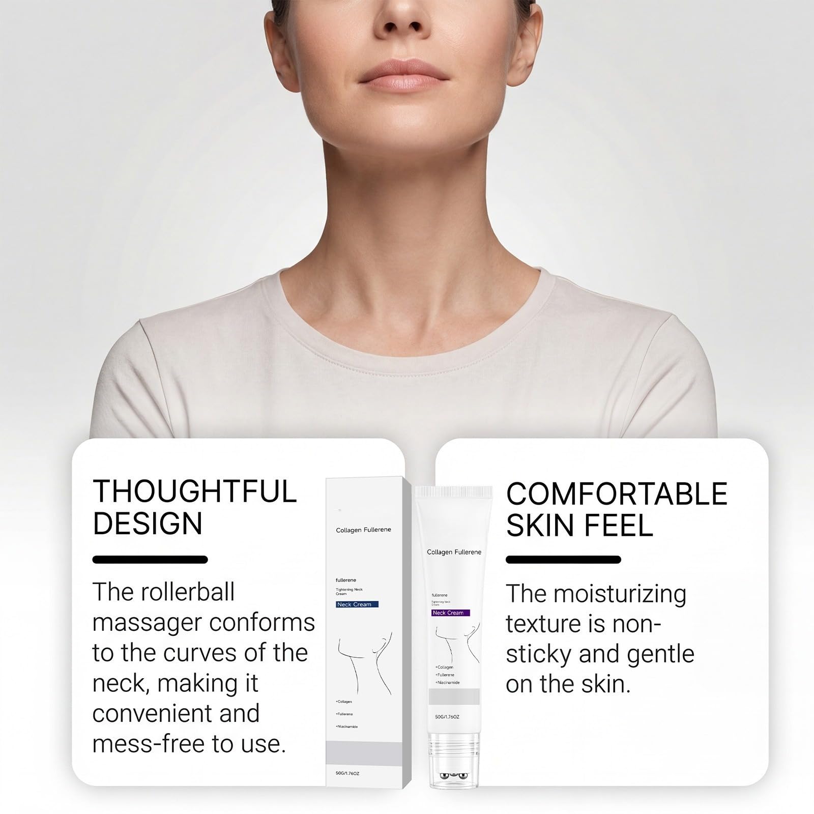Magic Collagen Fullerene Neck Cream - Neck Skincare with Collagen Peptides,Neck Firming Creams, Moisturizing, Wrinkles & Fine Lines Skin Care,Lightweight and Fast-Absorbing