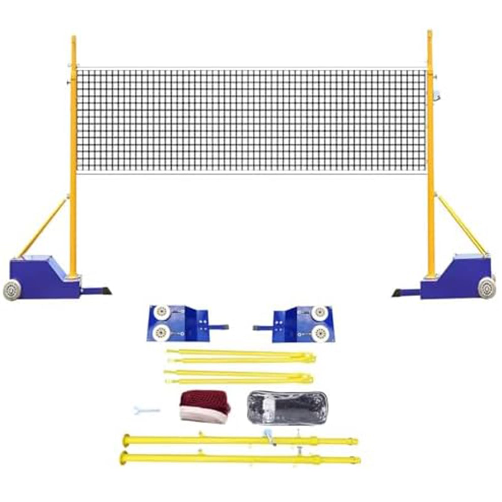 Pali da badminton e pallavolo, regolabili, resistenti, portatili, con ruote, per interni ed esterni