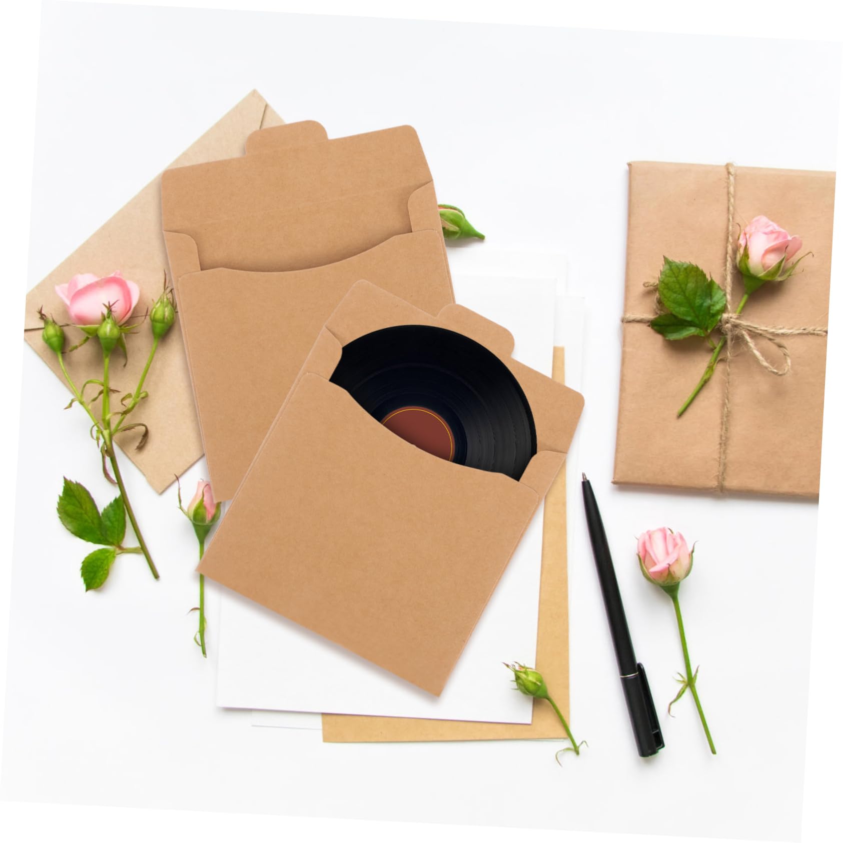 TINEASUR 50 Stück CD Papiertüten aus Kraftpapier zur DVD Aufbewahrung Platzsparend und Praktisch für Zuhause und Referenzraum Computer & 