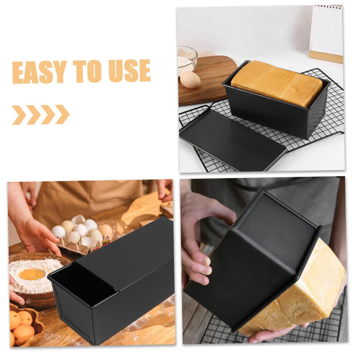 ABOOFAN 4 Stück Toastform toastbrot backform brotform Toasterform Backform mit Deckel loaf pan Brotbackform wiederverwendbare Toastpfanne Toast-Backform Kastenform aus Metall Eisen Black