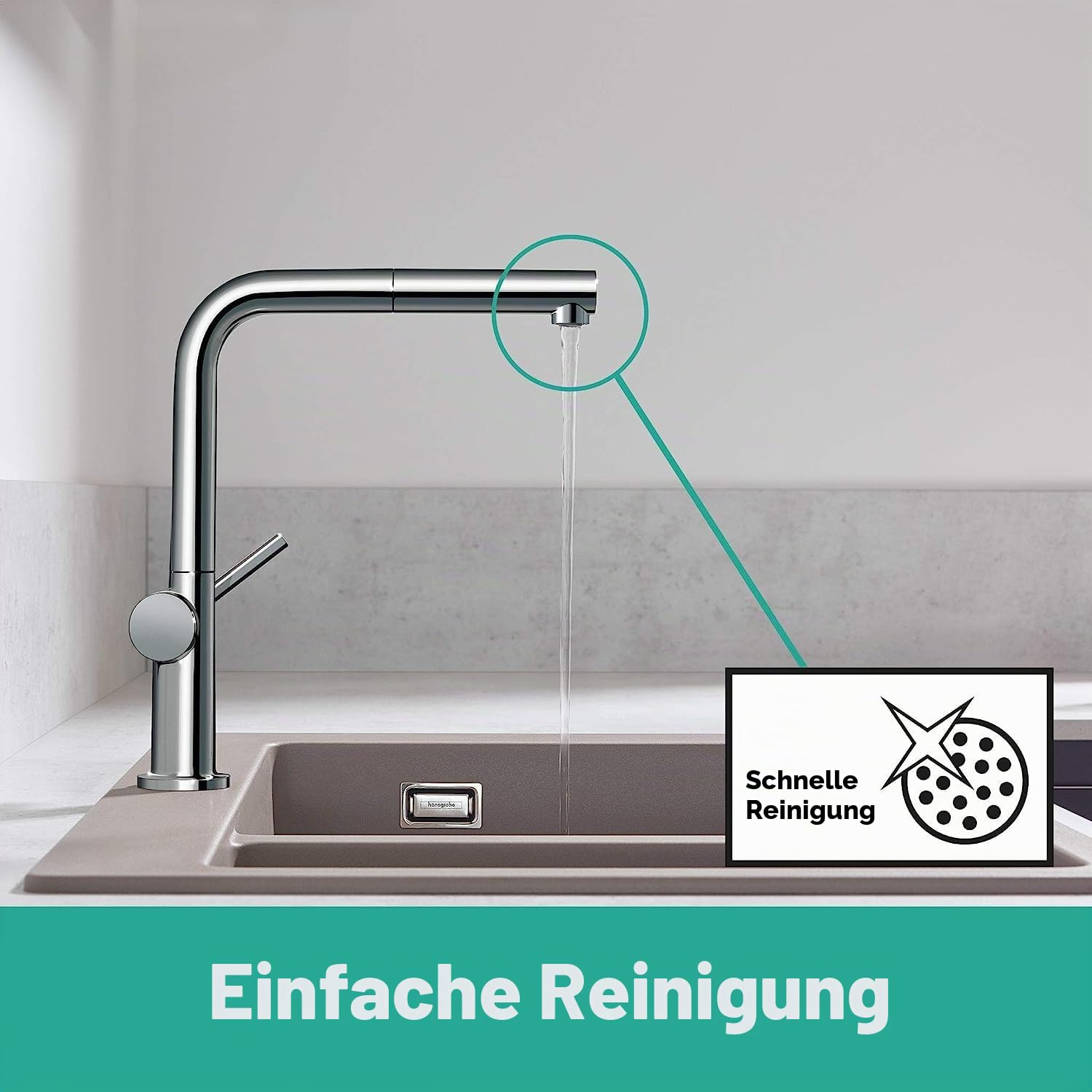 hansgrohe Talis M54 - Küchenarmatur mit Brause ausziehbar, 1 Stahlart, Wasserhahn Küche mit Auslaufhöhe 270 mm, Mischbatterie Küche schwenkbar, Chrom, 72808000