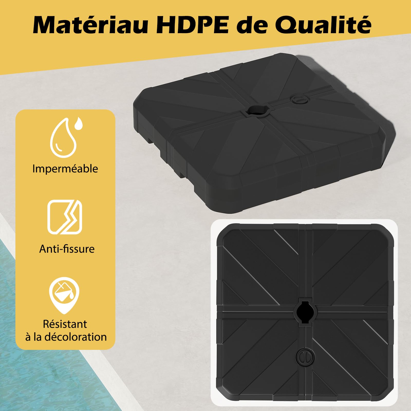 RELAX4LIFE Pied de Parasol Déporté Remplissable 60kg