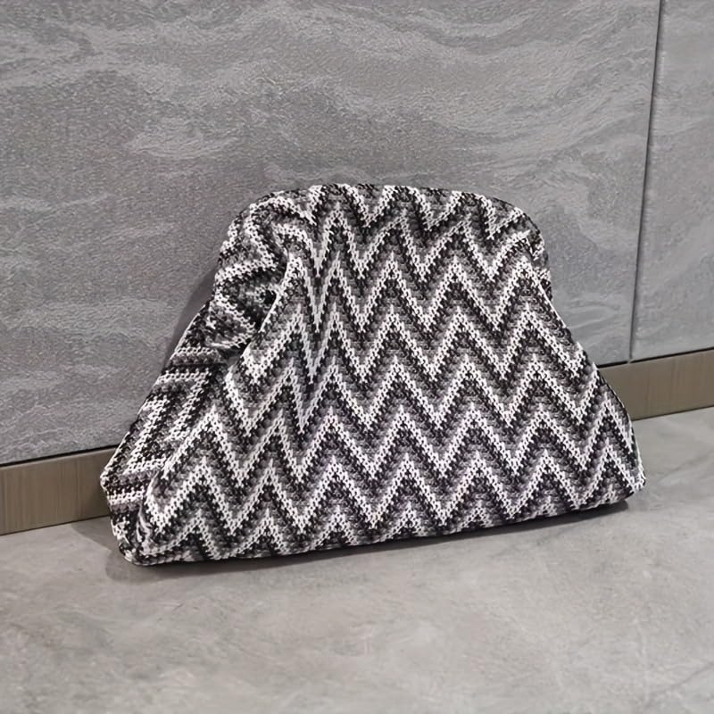 Boho Clutch Bag Knit Evening Party Clutch Purses Women Mini Handbag Beach 2025 Summer Fashion Trends Y2k Accessories (Black)2