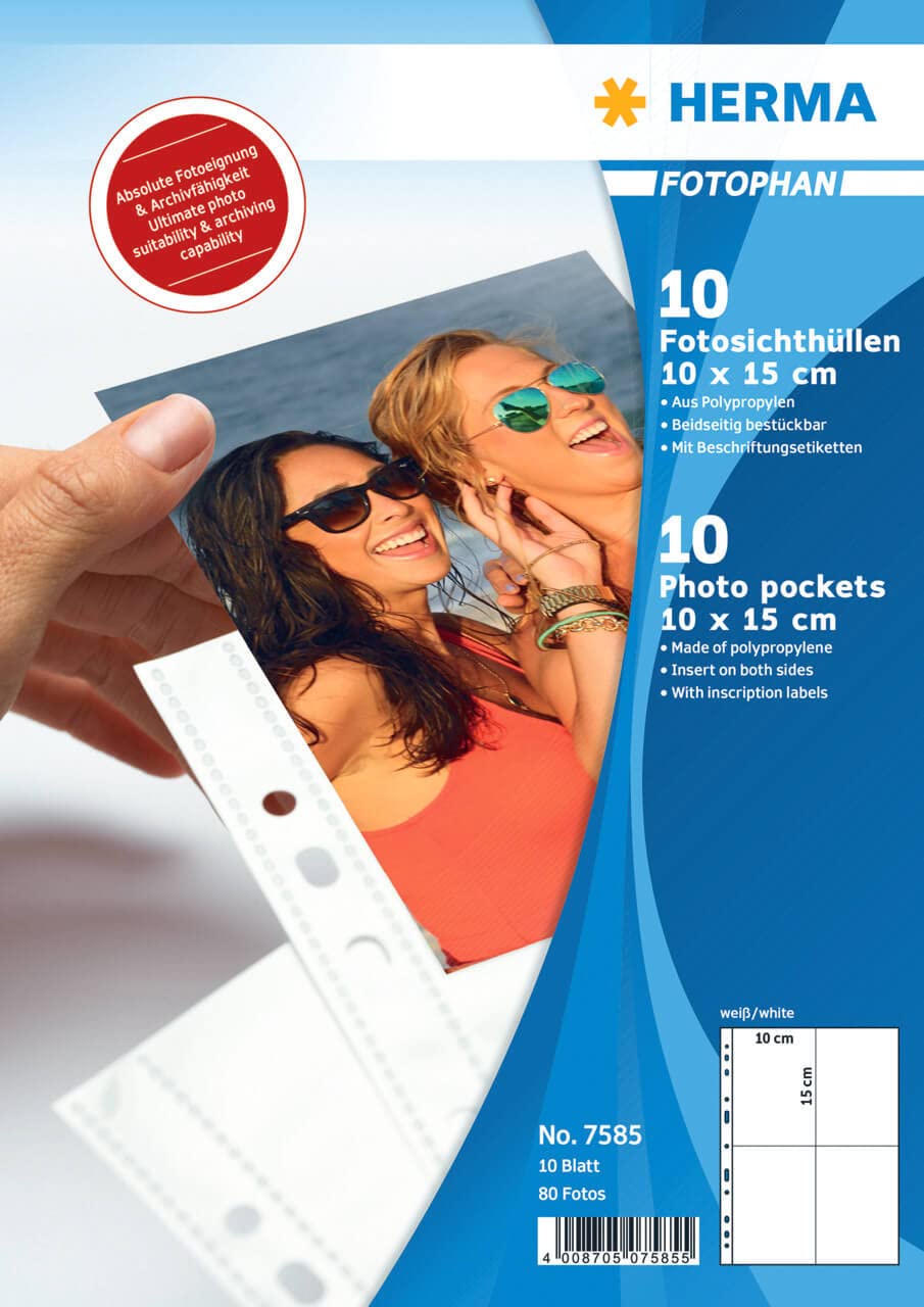 Herma 7585 Fotohüllen (Fotophan-Sichthüllen, Fotogröße: 10 x 15 cm) weiß (5)