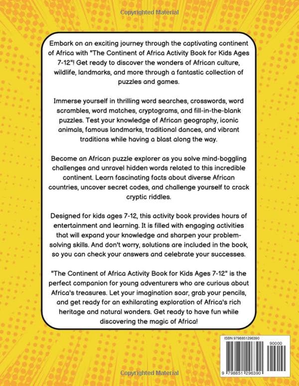 The Continent of Africa: A 100 activity and puzzle book for brainy kids ages 7-12, with solutions (Continent-themed activity books for brainy kids ages 7-12) - Image 2