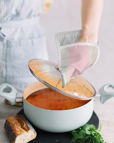 Miniatura 4 de Christmas Pink 2Pcs Pot Holders for Kitchen,Non Slip & Heat Insulation Terry Cloth Potholder Set with Pocket,Thick Hot Pad Oven Mitts Trivet Coaster