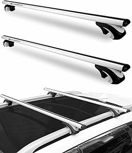 Komsepor Car Roof Rack Cross Bars 55” Thick Aluminum Crossbars Universal Roof Rack Adjustable Roof Cross Bars with 200 lbs Load Capacity Fits Most Vehicles with Existing Raised Side Rails with Gap