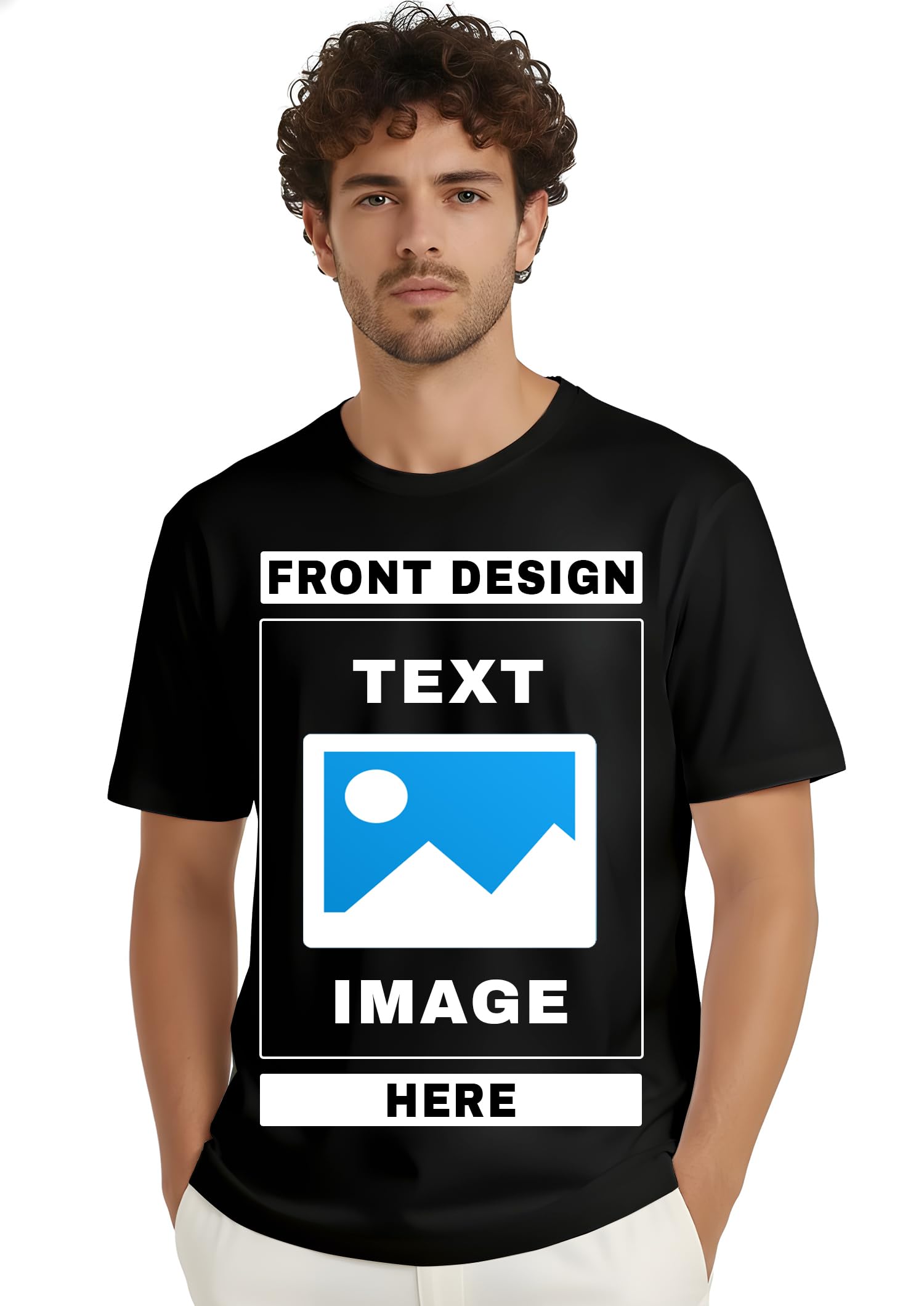 fashient Mens Personalized Round Neck T-Shirt with Design Your Photo, Text, Company Name, Logo, Print (Front & Back) on Tshirt Customized 100% Cotton Half Sleeve Tshirt for Men-picture-39